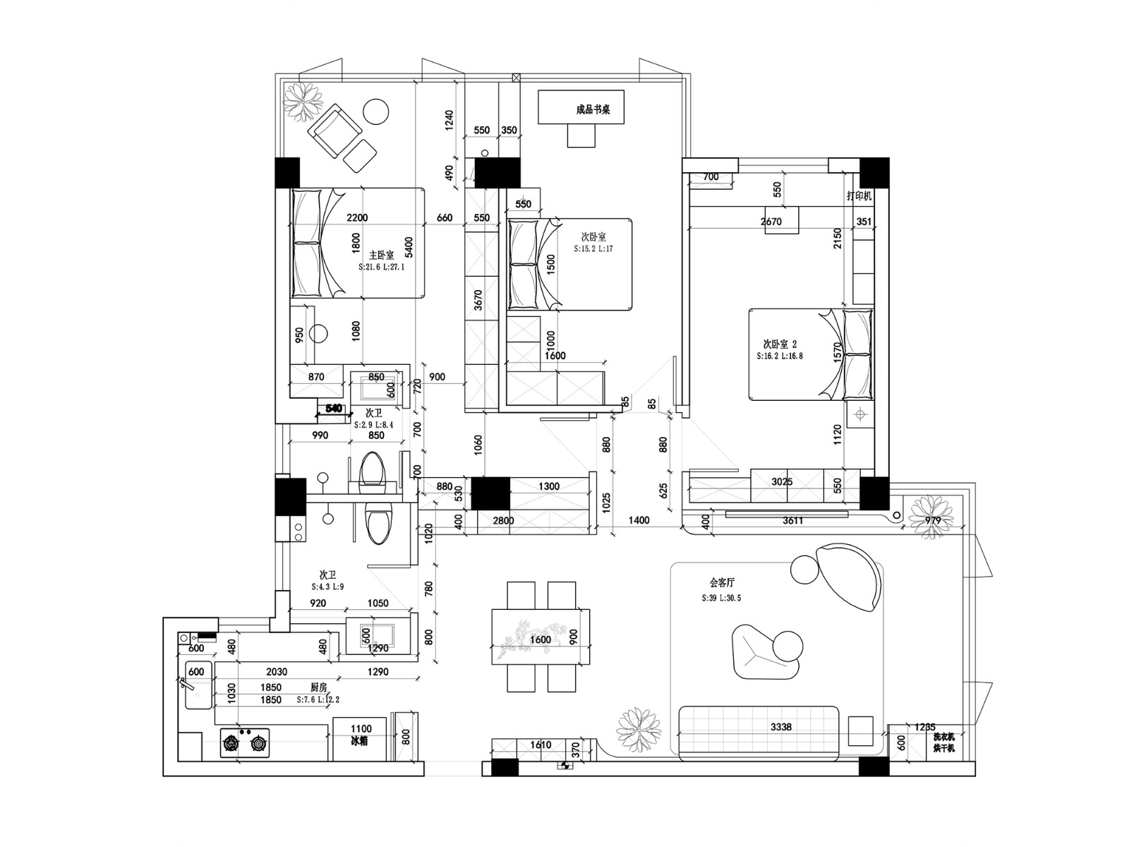 城市大廈130㎡現代黑白灰